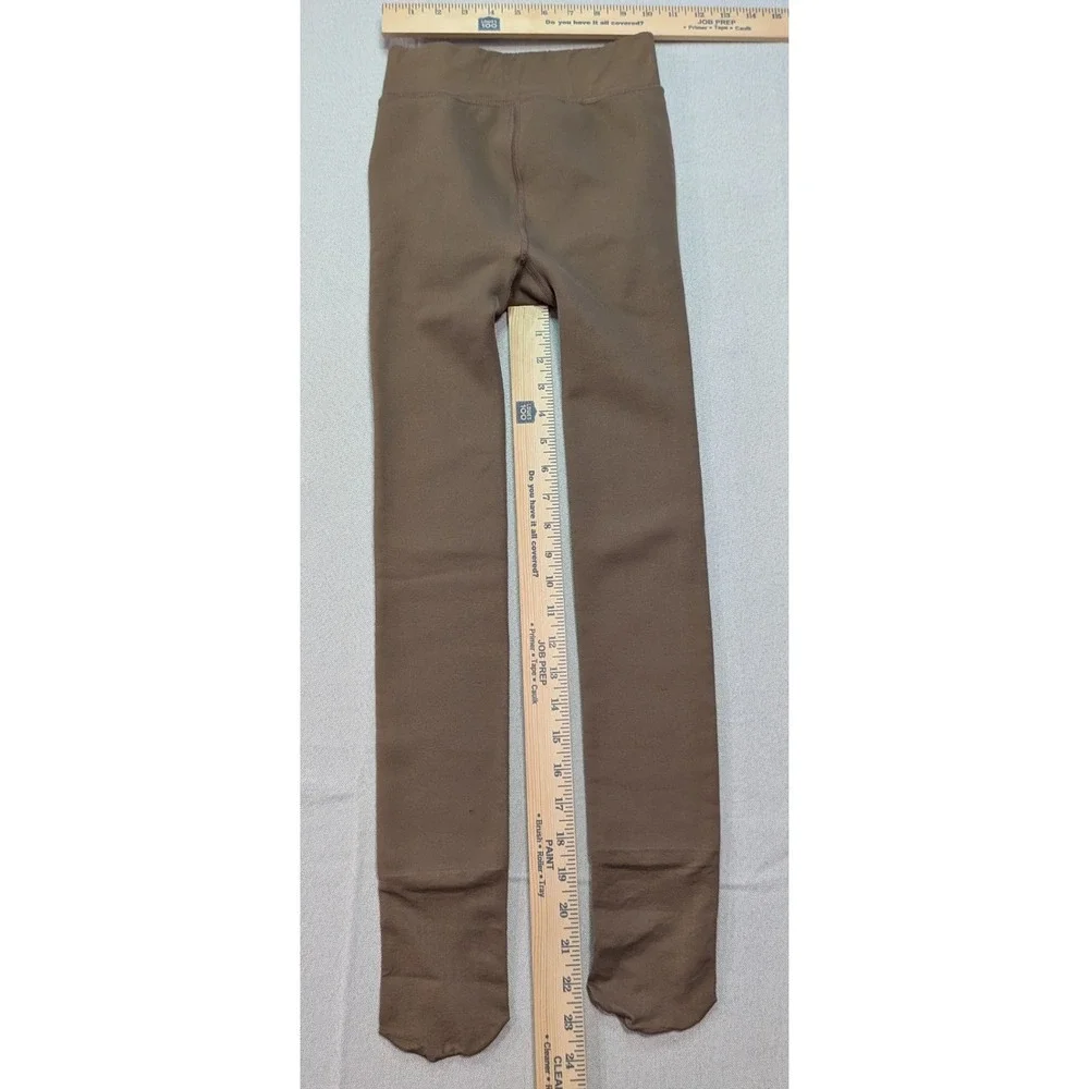 Fleece Lined Tights Womens One Size Brown Excellent Footed Leggings
